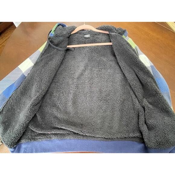 Vintage 90s Y2K Grunge Baggy Plaid Zoo York Sherpa Zip Hoodie Jacket Mens Size M - Picture 8 of 11